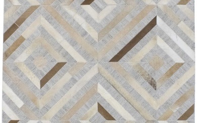 Cowhide Patchwork Geometric 4X6 Handcrafted Foyer Area Rug New Modern Carpet