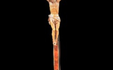 Crucifix ancien. Christ en bois, placage... - Lot 73 - MJV Soudant