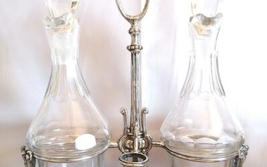 Cruet stand, Oil cruet vinegar sterling silver Louis XVI style - .950 silver - Edmond Tétard- France - Late 19th century