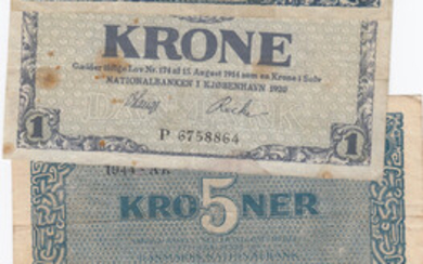 Denmark 1 & 5 Kroner 1918-55 (5)