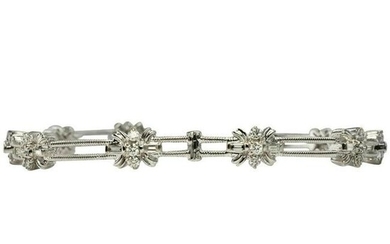 Diamond Cable Bracelet 14K White Gold Flower 1.71 TDW