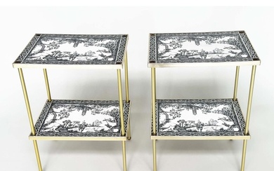 ETAGERES, a pair, Regency style, gilt metal each with two ti...