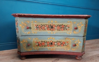 Early 20th C. Swedish painted pine chest of drawers with two...