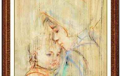 Edna Hibel Original Oil Painting On Board Signed Mother Child Portrait Framed