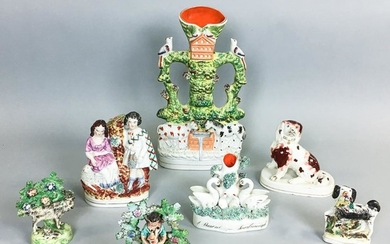 Eight Staffordshire and Bocage Figures