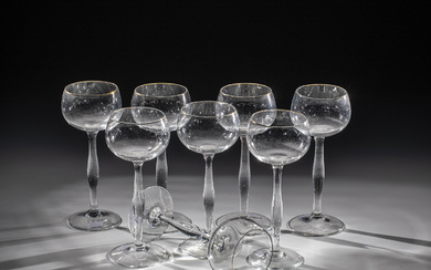 Eight stem glasses Peter Behrens (design), crystal glass factory Benedikt von Po...