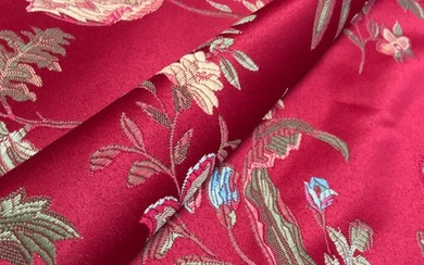 Elegante tessuto San Leucio rosso bordeaux floreale - Textile - 600 cm - 150 cm