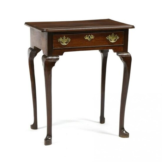 English Queen Anne Mahogany One Drawer Side Table