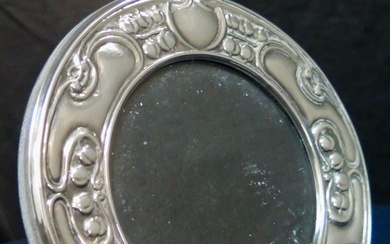 English Round Sterling Silver Art Nouveau Style Frame by Artin