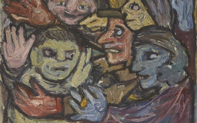 Ernst Eisenmayer, Austrian/British 1920¬®2018 - Five Faces, 1952; oil on canvas, signed with initials and dated lower right 'E E 1952', 63.5 x 76.3 cm