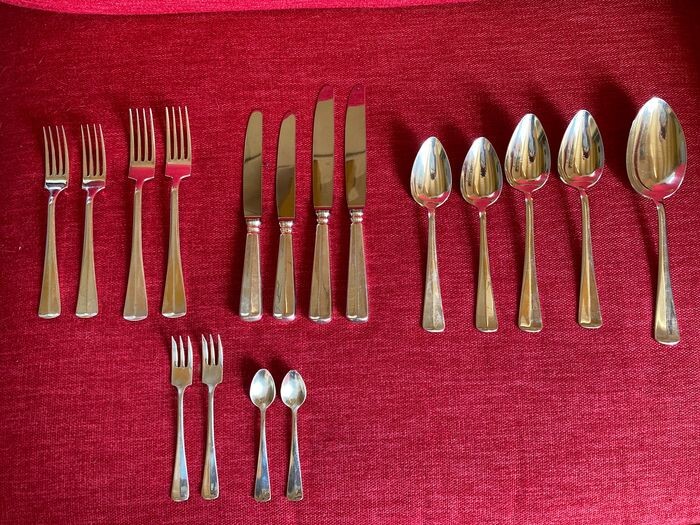 Extensive silver lunch cutlery Haags Lofje for 2 people (17) - .835 silver - Netherlands - Late 20th century