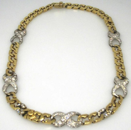 Extremely Unique 14k Yellow Gold and Diamond Necklace
