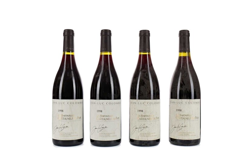 FOUR BOTTLES OF JEAN-LUC COLOMBO 1998 CHATEAUNEUF DU PAPE
