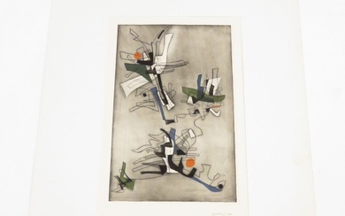 Ferdinand SPRINGER (1907/08-1998). Composition. Eau-forte et aquatinte en couleurs sur Vélin, signée de la main...