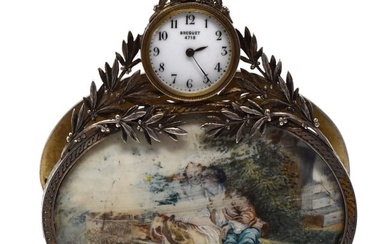Fine antique French 950 silver desk clock with Breguet clock movement