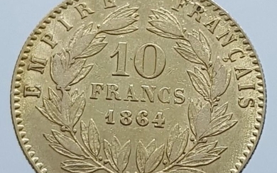 France - 10 Francs 1864-BB Napoleon III - Gold