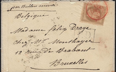 France 1870 - ‘Le Général Faidherbe’ balloon mail, red Paris SC postmark, bound for Brussels - Menozzi