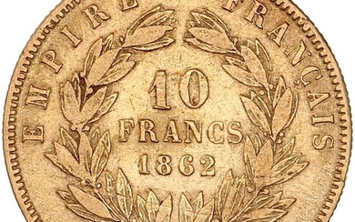 France. Napoléon III (1852-1870). 10 Francs 1862-BB, Strasbourg