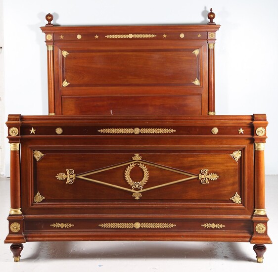 French Empire Mahogany and Gilt Bronze Mounted Bed, c.1880-1900 FD7A