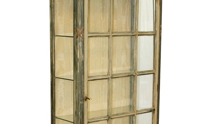 French Louis XVI style painted paned glass door vitrine