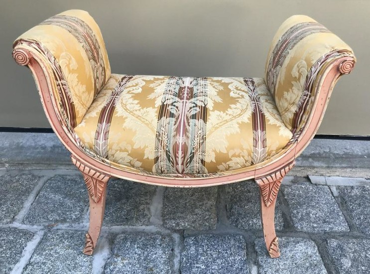 French Rococo Style Carved & Upholstered Bench