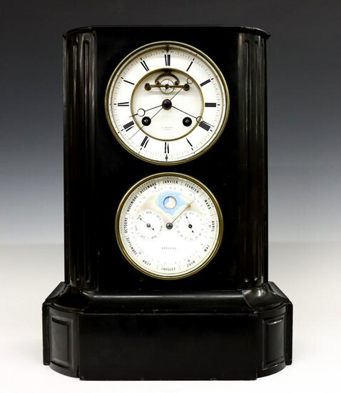 French Slate Mantel Clock With Calendar