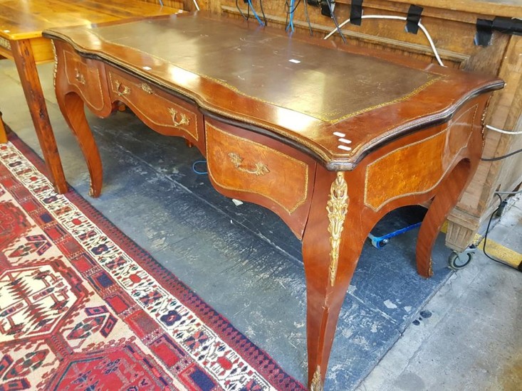 French Style Desk with Tooled Leather Top and Ormalou Mounts - 120