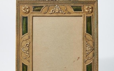 French gilt metal and green enamel picture frame