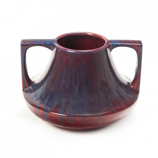 Haeger 2 Handled Eve Blue Drip Art Pottery Vase