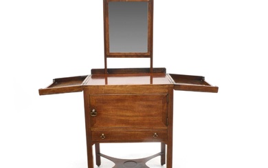 George III Mahogany Washstand with Fold-out Top and Lifting Mirror