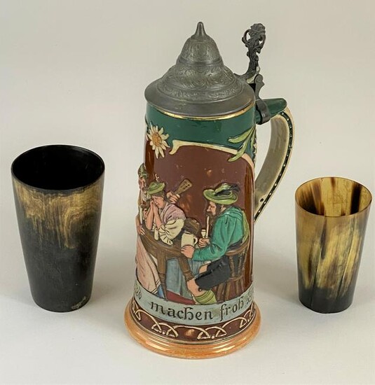 German Stein and Horn Cups