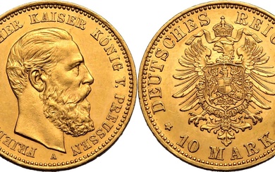 Germany: Prussia 1888 A Gold 10 Mark Friedrich III