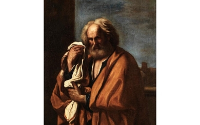 Giovanni Francesco Barbieri, genannt „Il Guercino“, 1591 Cento – 1666 Bologna, und Werkstatt, PETRUS SEINE TRÄNEN TROCKNEND