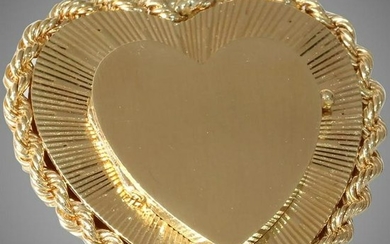 Gold Heart Locket Pendant | 14K Yellow Retro | Vintage