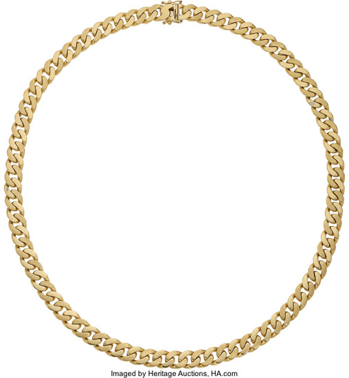 Gold Necklace The 18k gold curb link necklace weighs...