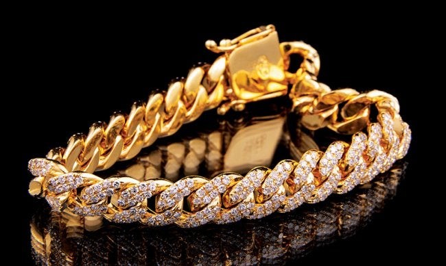 Gold and Diamond Curb Chain Bracelet