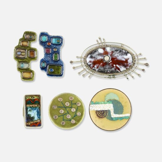 Group of mid-Century enamel jewelry