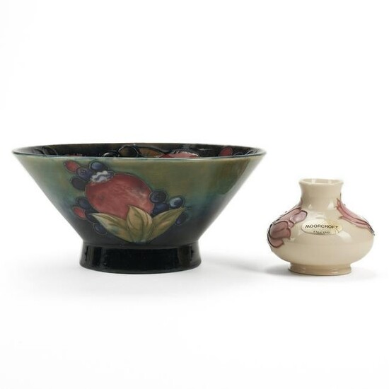 Grp: 2 Moorcroft Pottery Pomegranate Bowl & Vase