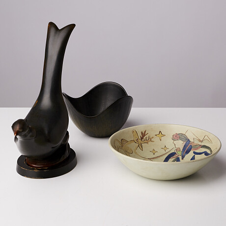 Gunnar Nylund, figurine and bowl Gunnar Nylund, figurin och skål