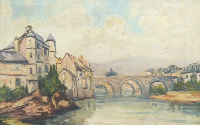 Guy LE FLORENTIN (1907-1978) Le fleuve Huile sur toile Signée en bas à gauche 49,5...
