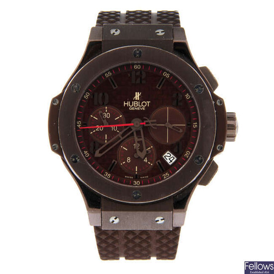 HUBLOT - a limited edition PVD-treated stainless steel Big Bang chronograph wrist watch, 43mm.