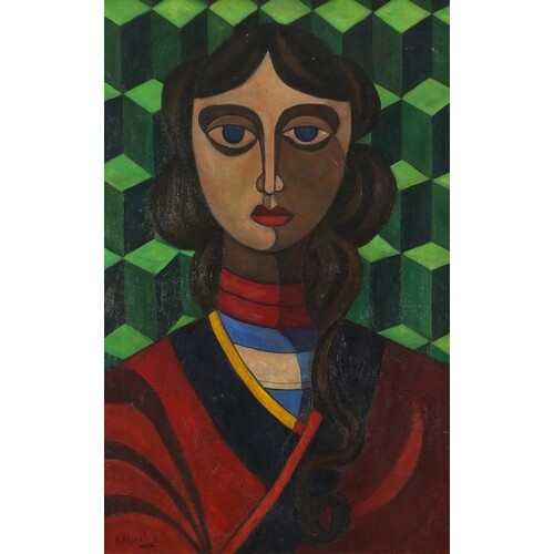 Head and shoulders portrait of a female, Russian school oil ...