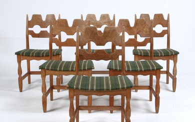 Henry Kjærnulf for Nyrup Møbelfabrik. Razor blades. Six dining chairs, model 54 (6)