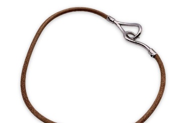 Hermès - Tan Leather Double Tour Silver Metal Jumbo Hook Bracelet - Bracelet