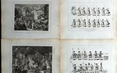 Hogarth, William 1808 Lot of 10 Antique Satire Prints