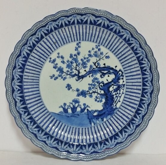 Huge Chinese Japanese Antique Blue White Charger Plate