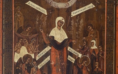 Icon, Russia, around 1840, Mariae Protection and...