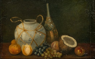 In the Manner of William Michael Harnett (American, 1848-1892) Oil on Canvas, "Still Life with