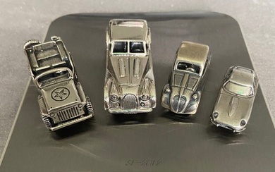 Italian 800-925 silver miniatures handmade car lot (4) - .800 silver, .925 silver - Italy - Second half 20th century