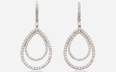 Italian, Diamond and white gold earrings